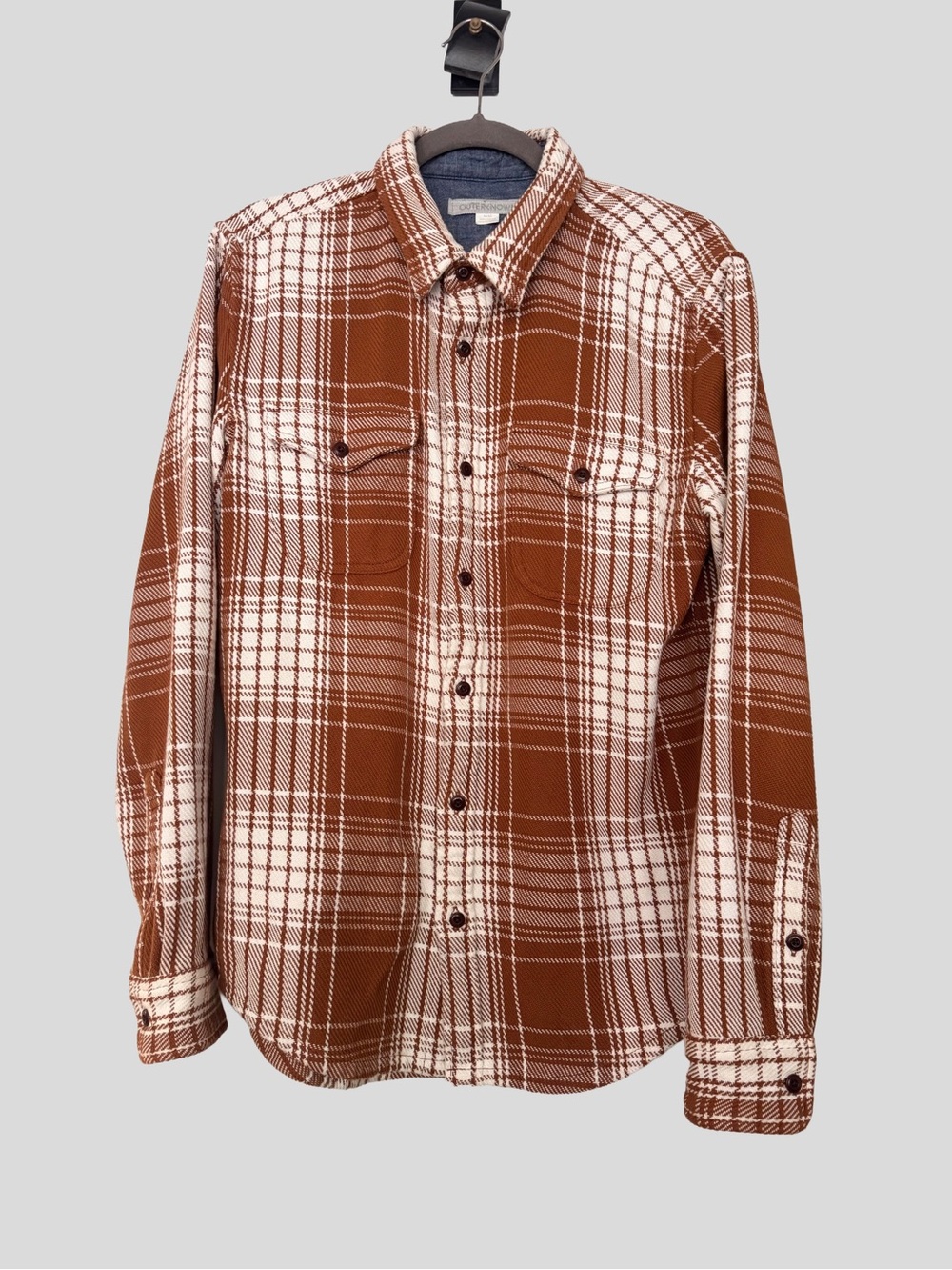 Outerknown Blanket Shirt in Brown Plaid Button-Up Shirt Organic Cotton